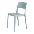 Set of Two Baby Blue Heavy Duty Plastic Outdoor Stacking Accent Chairs on a white background