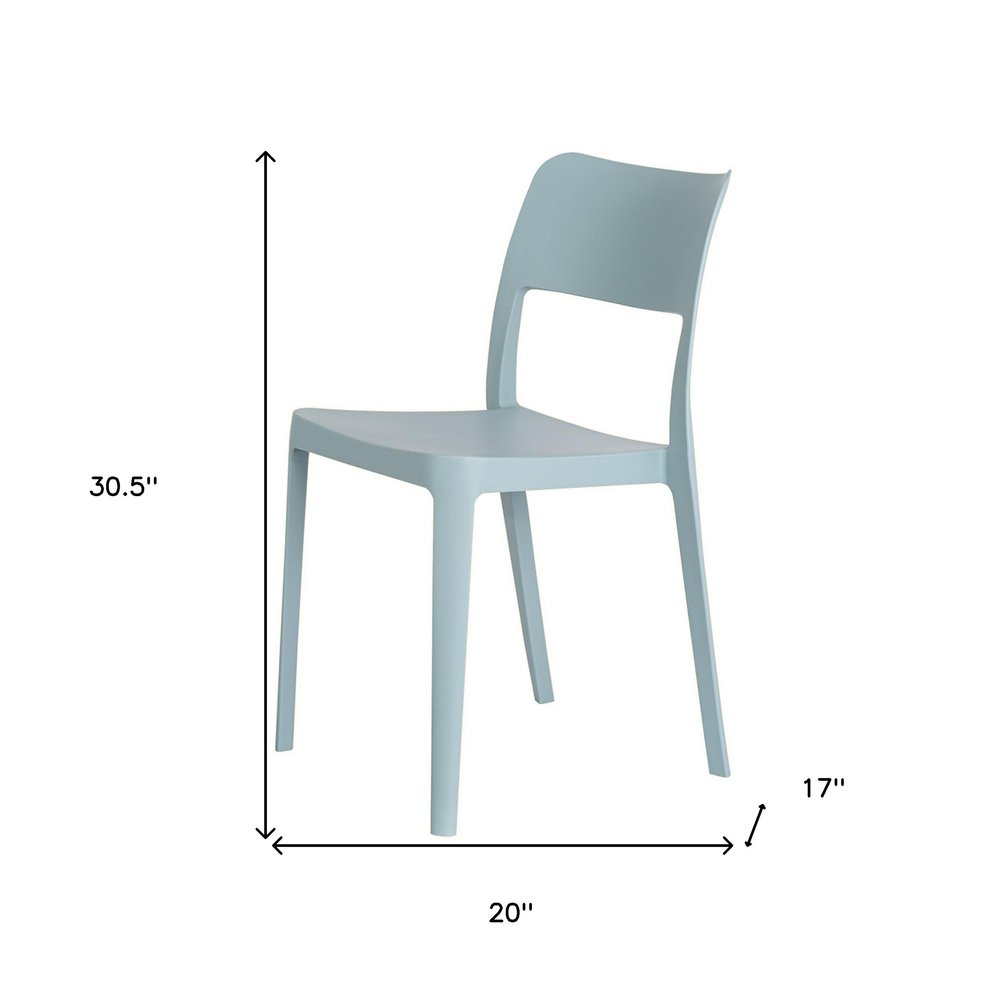 Set of Two Baby Blue Heavy Duty Plastic Outdoor Stacking Accent Chairs on a white background