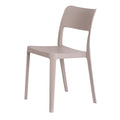 Set of Two Taupe Heavy Duty Plastic Outdoor Stacking Accent Chairs on a white background
