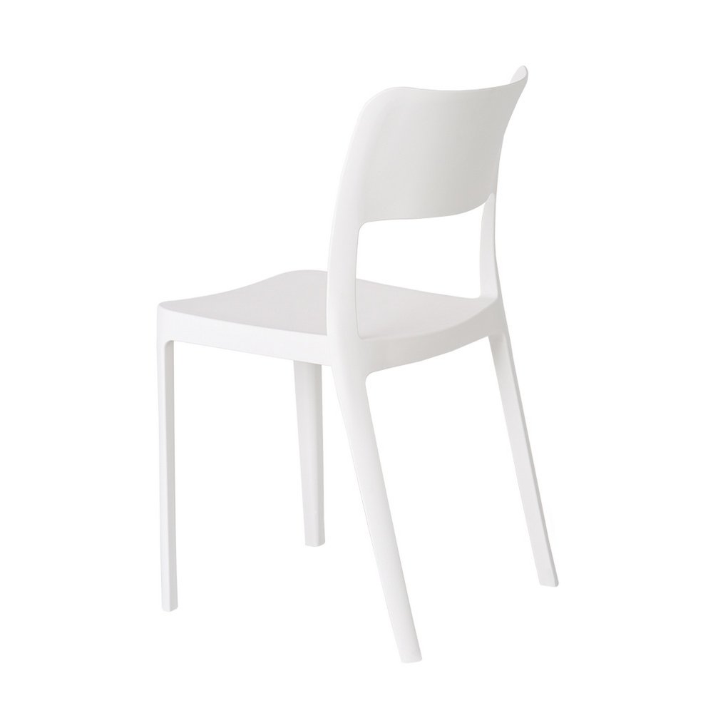 Set of Two White Heavy Duty Plastic Outdoor Stacking Accent Chairs on a white background