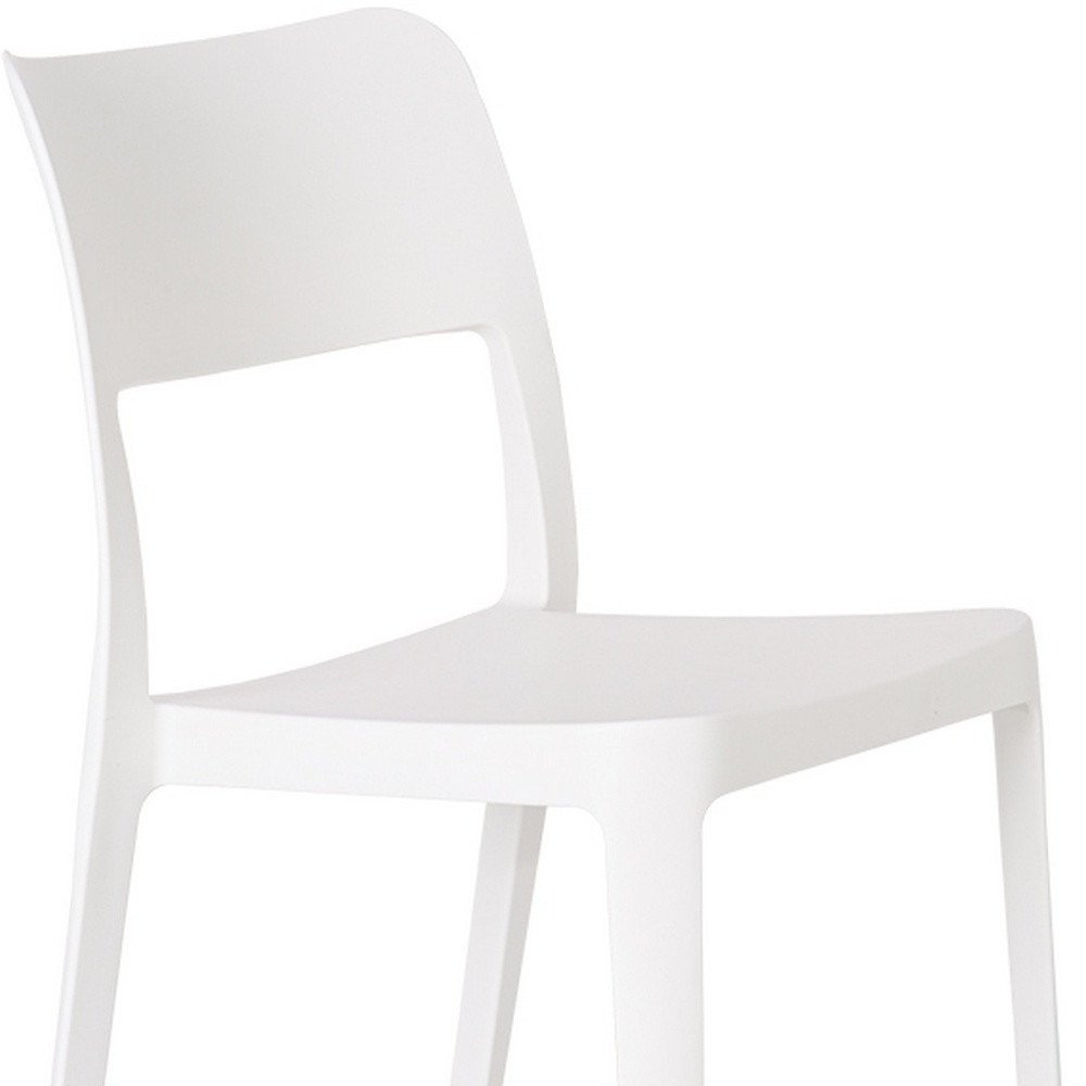 Set of Two White Heavy Duty Plastic Outdoor Stacking Accent Chairs on a white background
