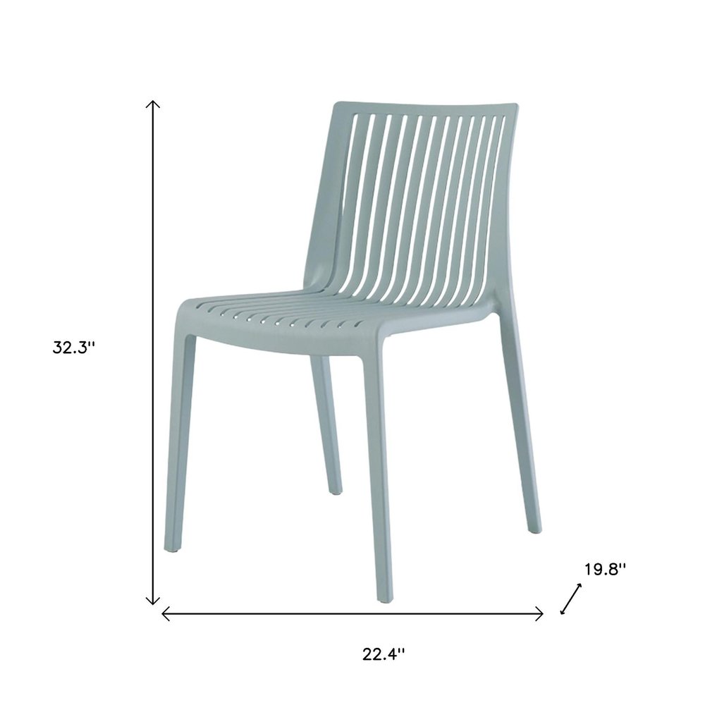 Set of Two Baby Blue Heavy Duty Plastic Outdoor Stacking Accent Chairs on a white background