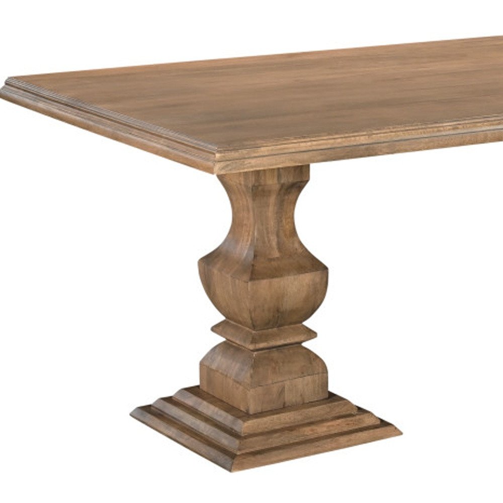 96" Brown Solid Wood Double Pedestal Base Dining Table on a white background