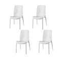 Set of Four White Heavy Duty Plastic Outdoor Stacking Dining Chairs