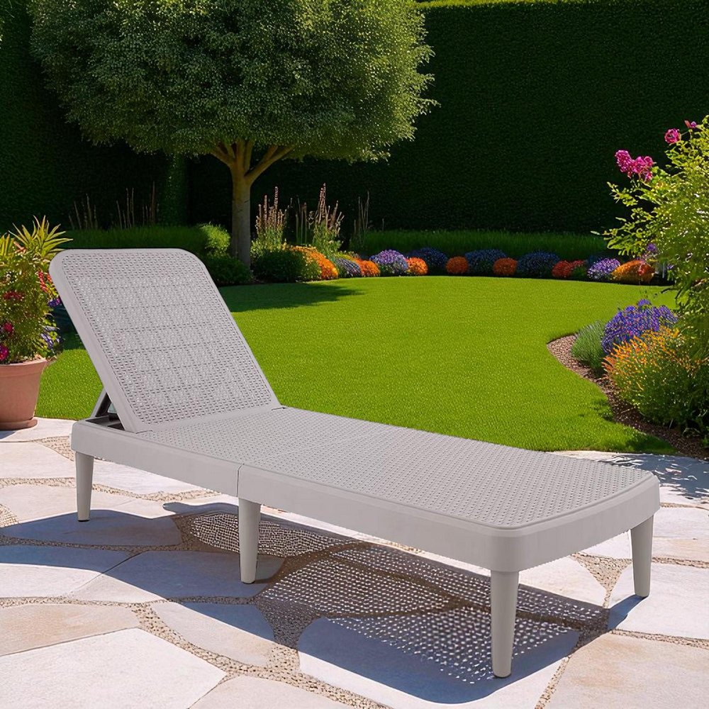 75" Taupe Heavy Duty Plastic Outdoor Stacking Chaise Lounge