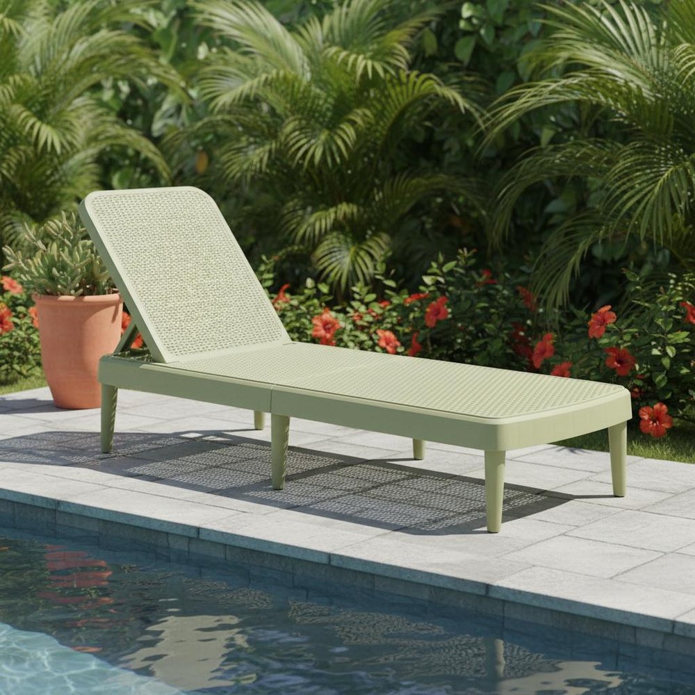 75" Sage Heavy Duty Plastic Outdoor Stacking Chaise Lounge