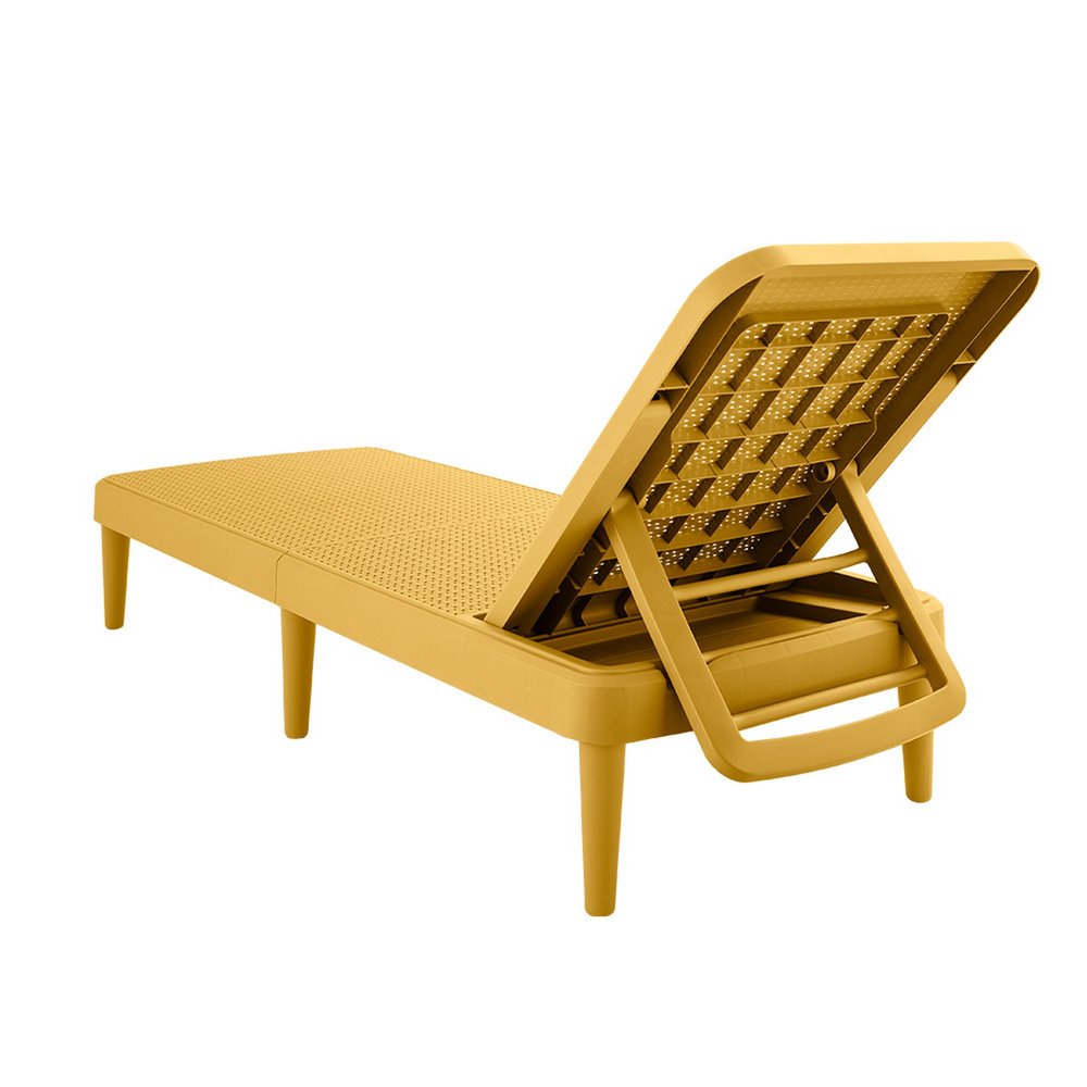 75" Gold Heavy Duty Plastic Outdoor Stacking Chaise Lounge