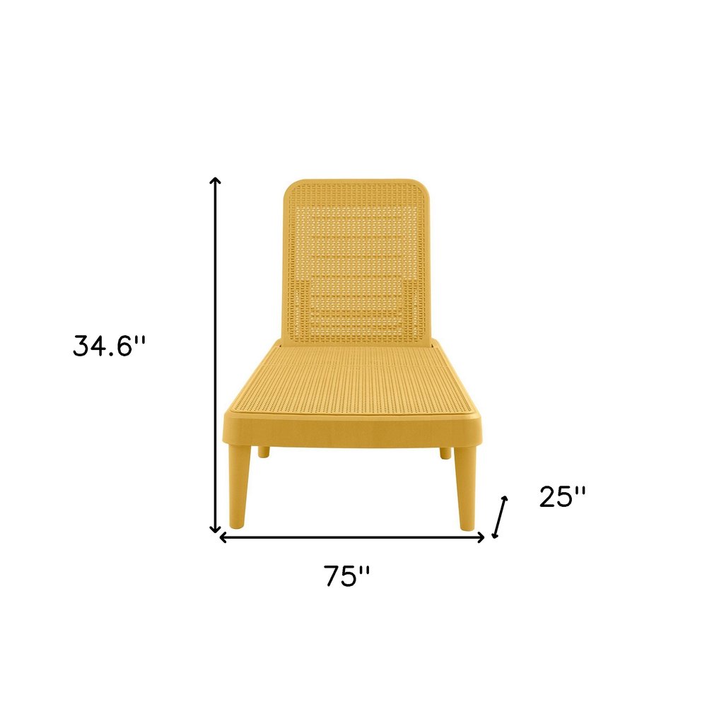 75" Gold Heavy Duty Plastic Outdoor Stacking Chaise Lounge