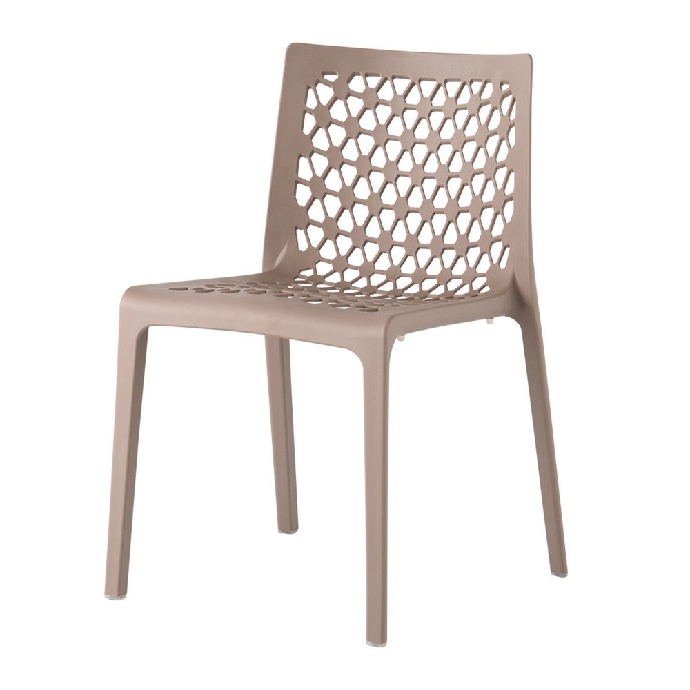 Set of Two Gray Heavy Duty Plastic Outdoor Stacking Dining Chairs on a white background