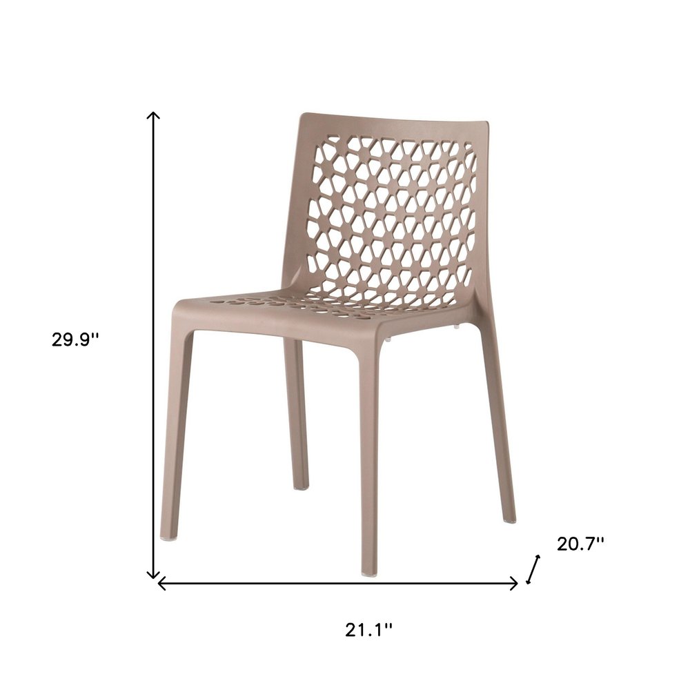 Set of Two Gray Heavy Duty Plastic Outdoor Stacking Dining Chairs on a white background