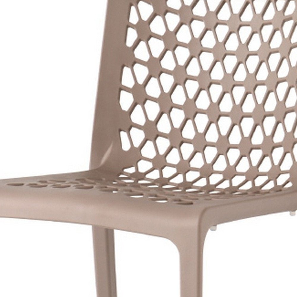 Set of Two Gray Heavy Duty Plastic Outdoor Stacking Dining Chairs on a white background