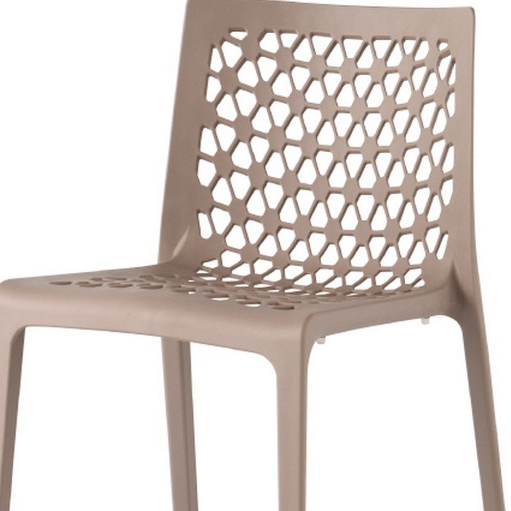 Set of Two Gray Heavy Duty Plastic Outdoor Stacking Dining Chairs on a white background