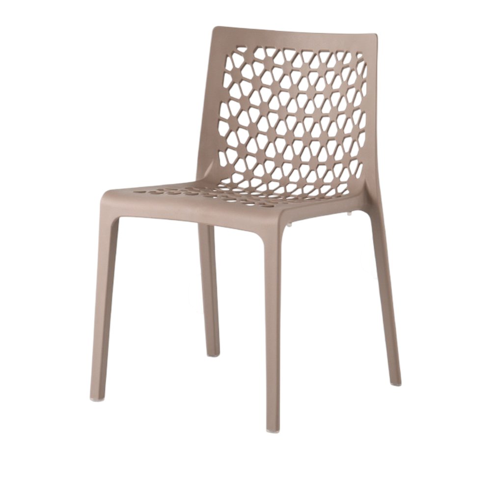 Set of Two Gray Heavy Duty Plastic Outdoor Stacking Dining Chairs on a white background