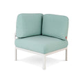 31" White Heavy Duty Plastic Outdoor Modular with Sea Green Cushion