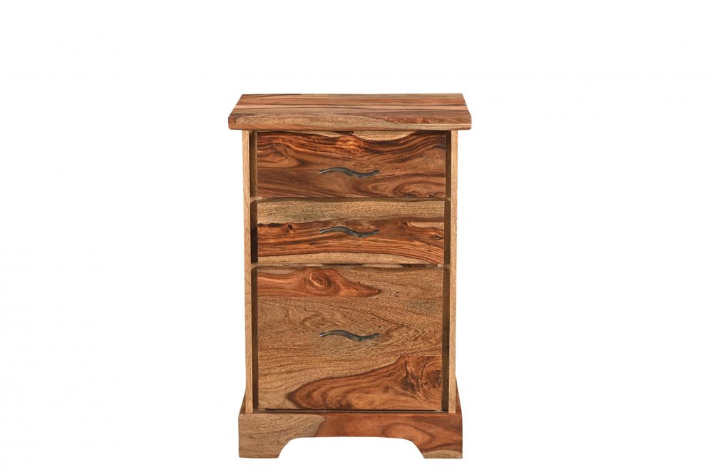 30" Natural Solid Wood Three Drawers Filing Cabinet. Filing cabinet isolated on a plain white background, in a tan wood finish.