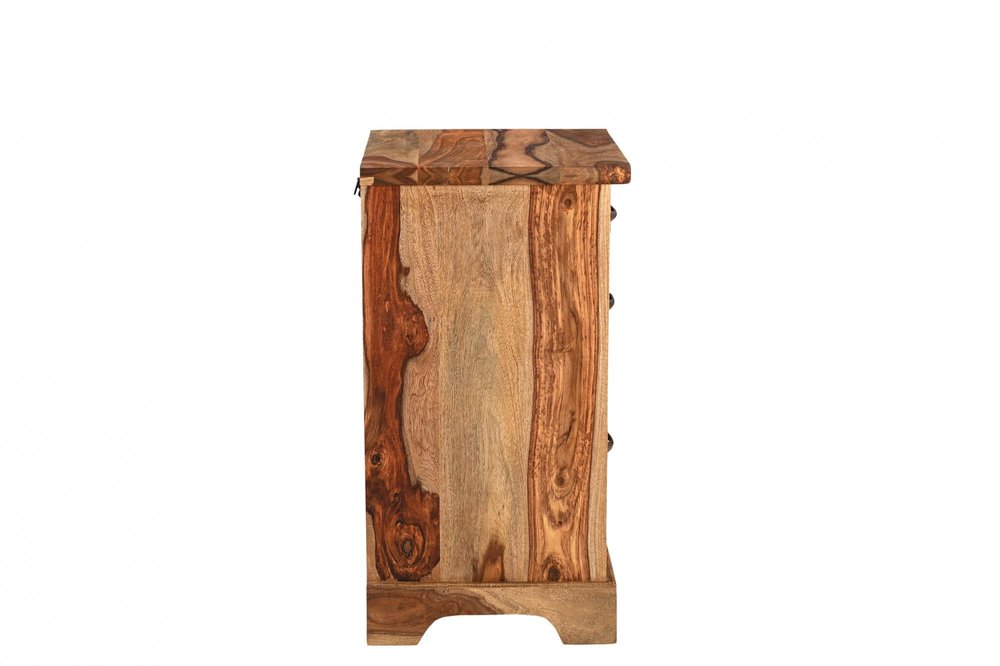 30" Natural Solid Wood Three Drawers Filing Cabinet. Filing cabinet isolated on a plain white background, showing a tan wood surface.