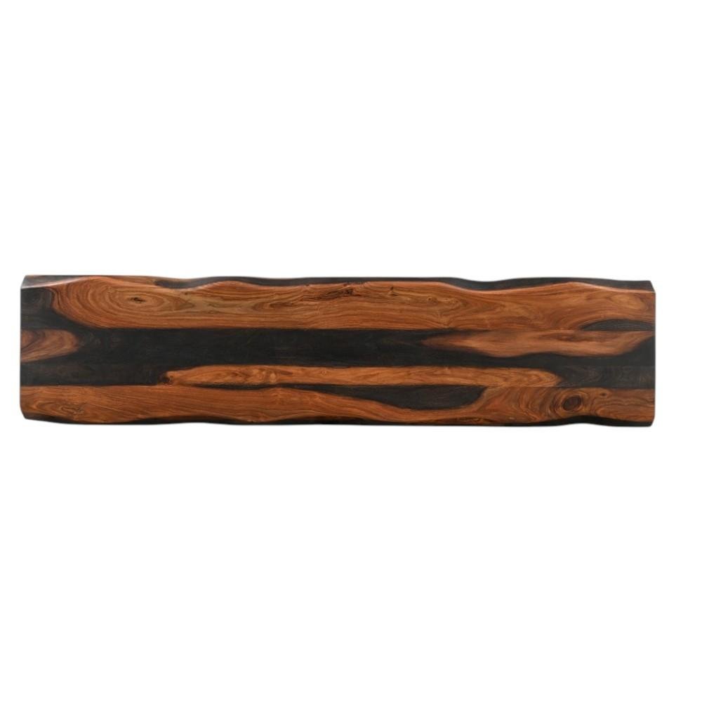 75" Brown Solid Wood Live Edge Dining Bench on a white background