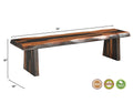 75" Brown Solid Wood Live Edge Dining Bench on a white background