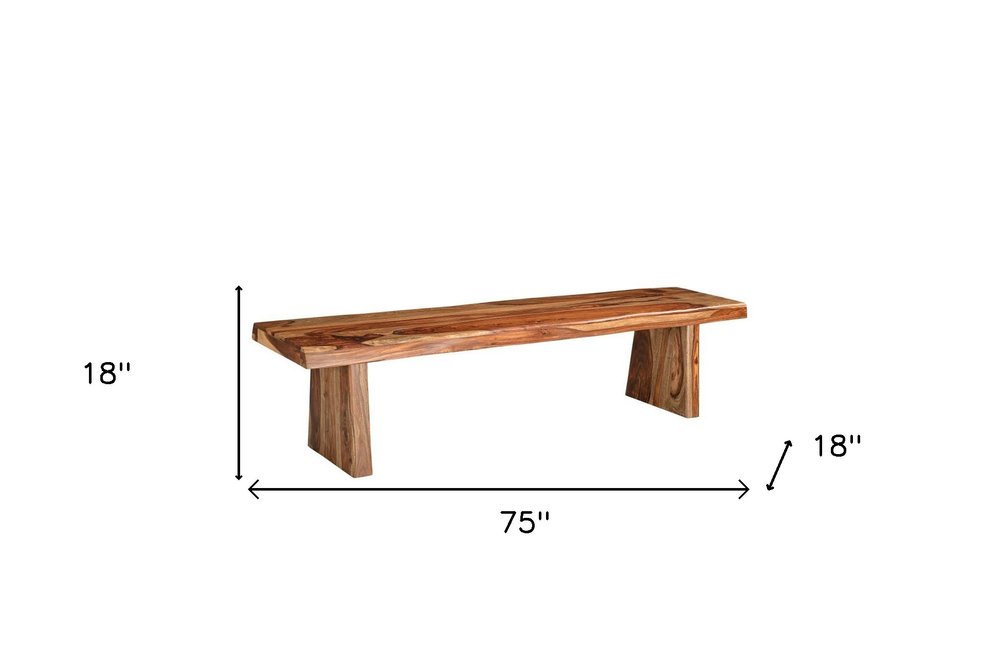 75" Brown Solid Wood Live Edge Dining Bench - SKU 565288