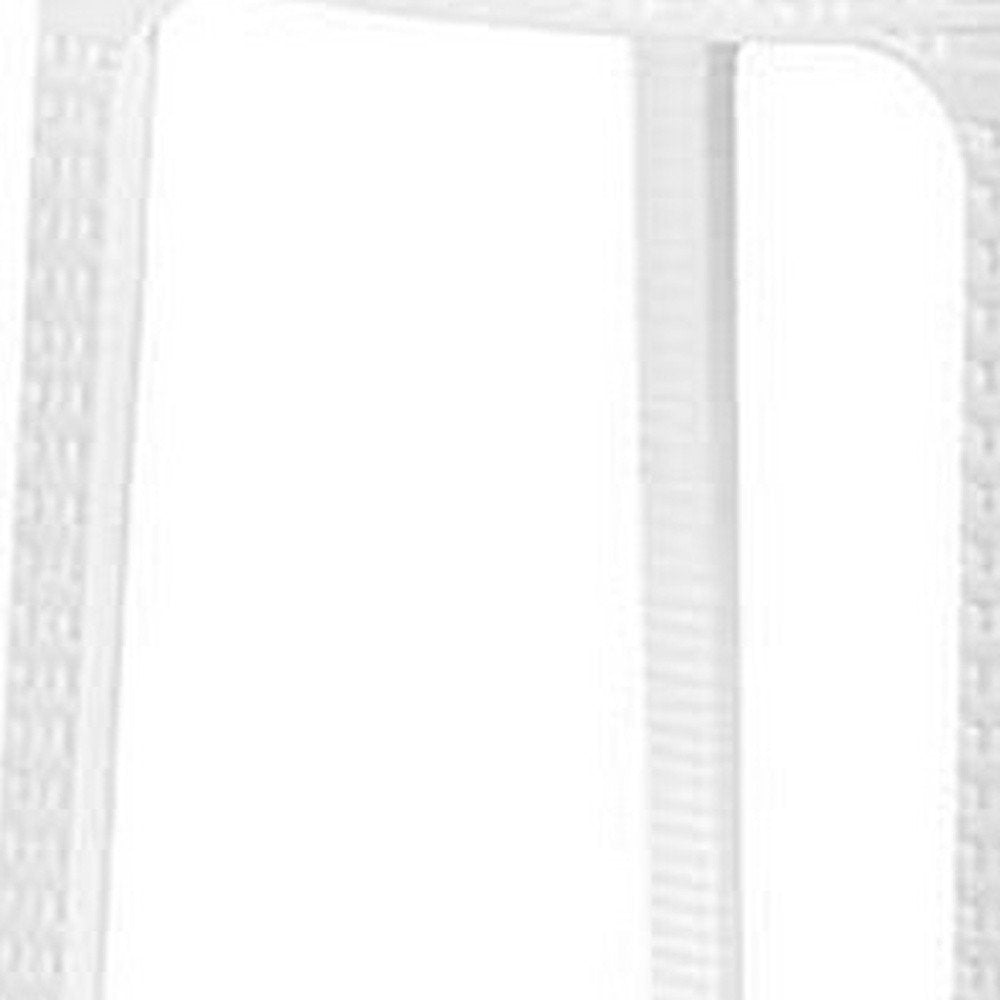 Set of Two 30" White Faux Rattan Low Back Outdoor Bar Height Chairs on a white background