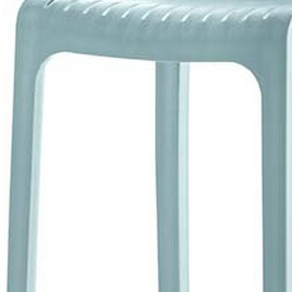 Set of Two 30" Baby Blue Heavy Duty Plastic Low Back Outdoor Bar Height Chairs - 40.20" H x 19.90" W x 20.00" D