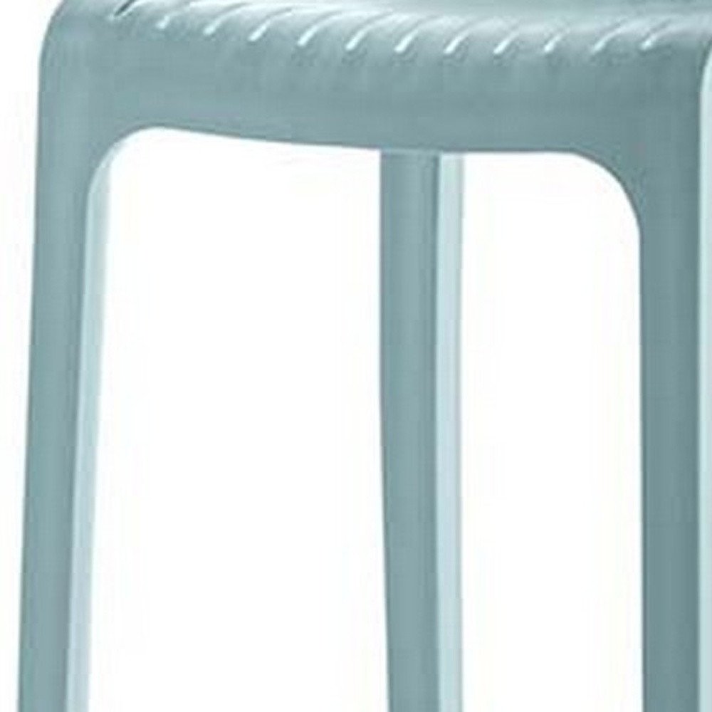 Set of Two 26" Baby Blue Heavy Duty Plastic Low Back Outdoor Counter Height Bar Chairs - 36.20" H x 19.70" W x 19.90" D