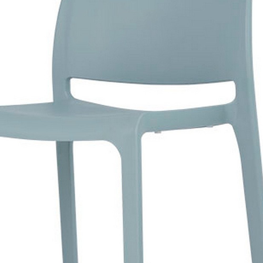 Set of Two 30" Baby Blue Heavy Duty Plastic Low Back Outdoor Bar Height Chairs - 40.60" H x 19.70" W x 20.50" D