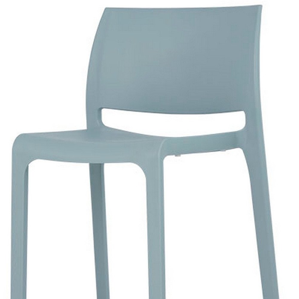 Set of Two 30" Baby Blue Heavy Duty Plastic Low Back Outdoor Bar Height Chairs - 40.60" H x 19.70" W x 20.50" D