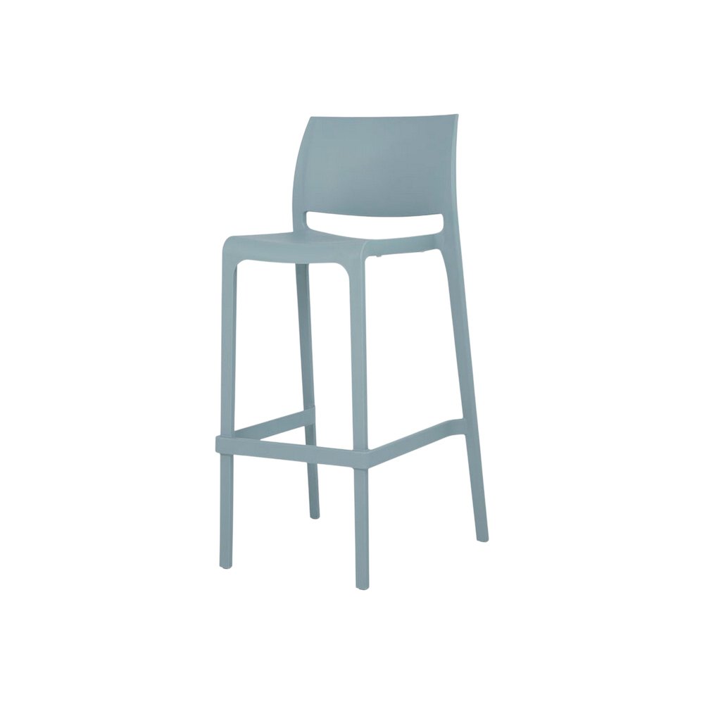 Set of Two 30" Baby Blue Heavy Duty Plastic Low Back Outdoor Bar Height Chairs - 40.60" H x 19.70" W x 20.50" D