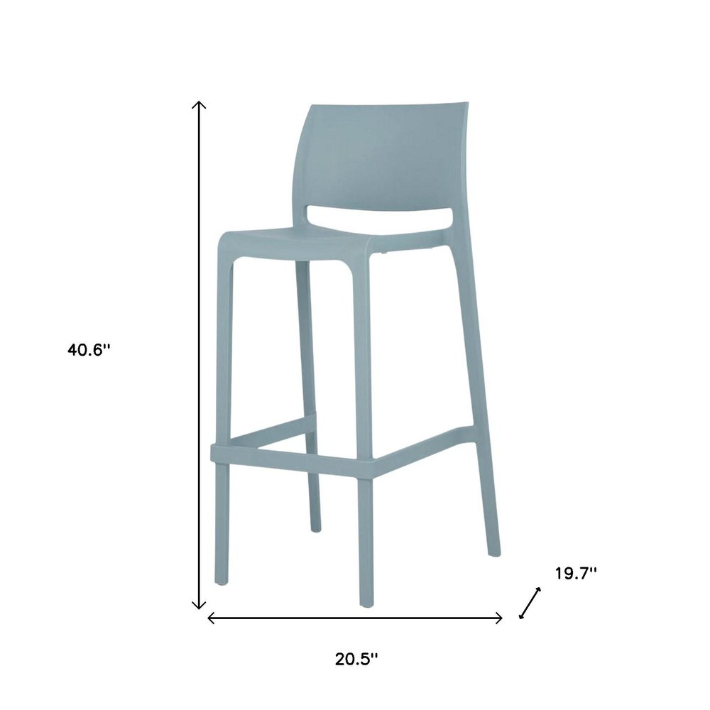 Set of Two 30" Baby Blue Heavy Duty Plastic Low Back Outdoor Bar Height Chairs - 40.60" H x 19.70" W x 20.50" D