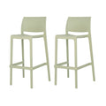 Set of Two 30" Green Heavy Duty Plastic Low Back Outdoor Bar Height Chairs on a white background