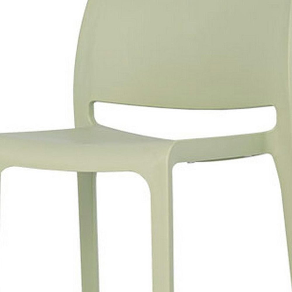 Set of Two 30" Green Heavy Duty Plastic Low Back Outdoor Bar Height Chairs on a white background