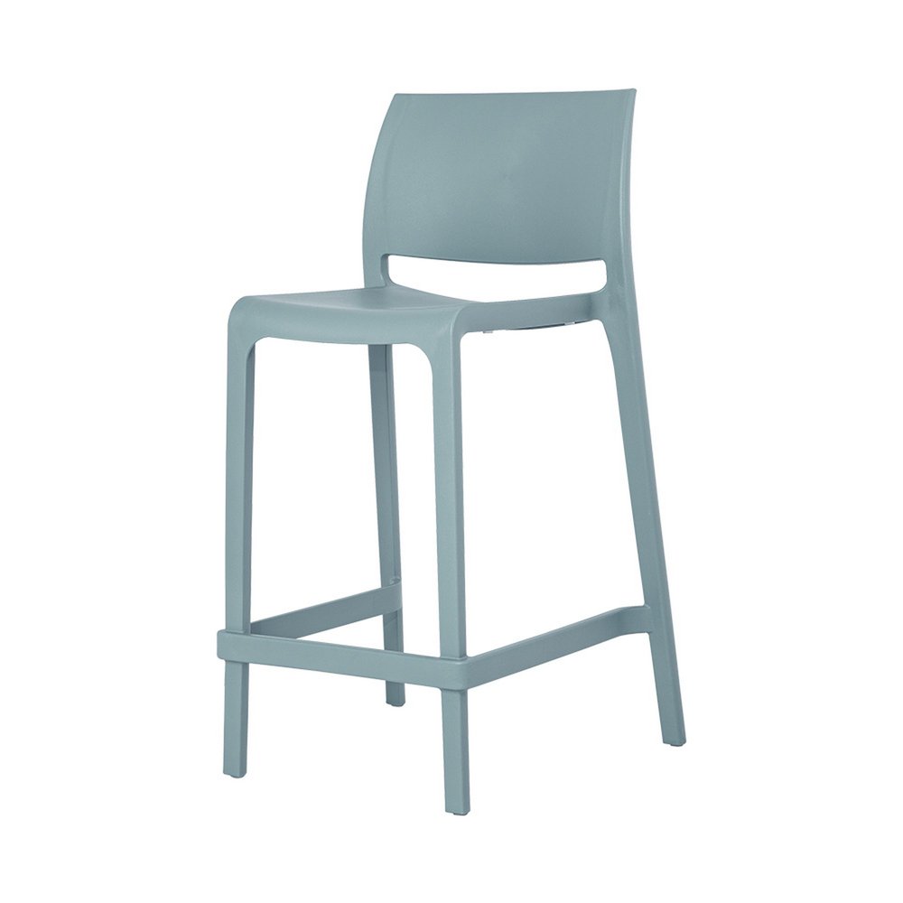Set of Two 26" Baby Blue Heavy Duty Plastic Low Back Outdoor Counter Height Bar Chairs - 37.00" H x 19.00" W x 20.00" D