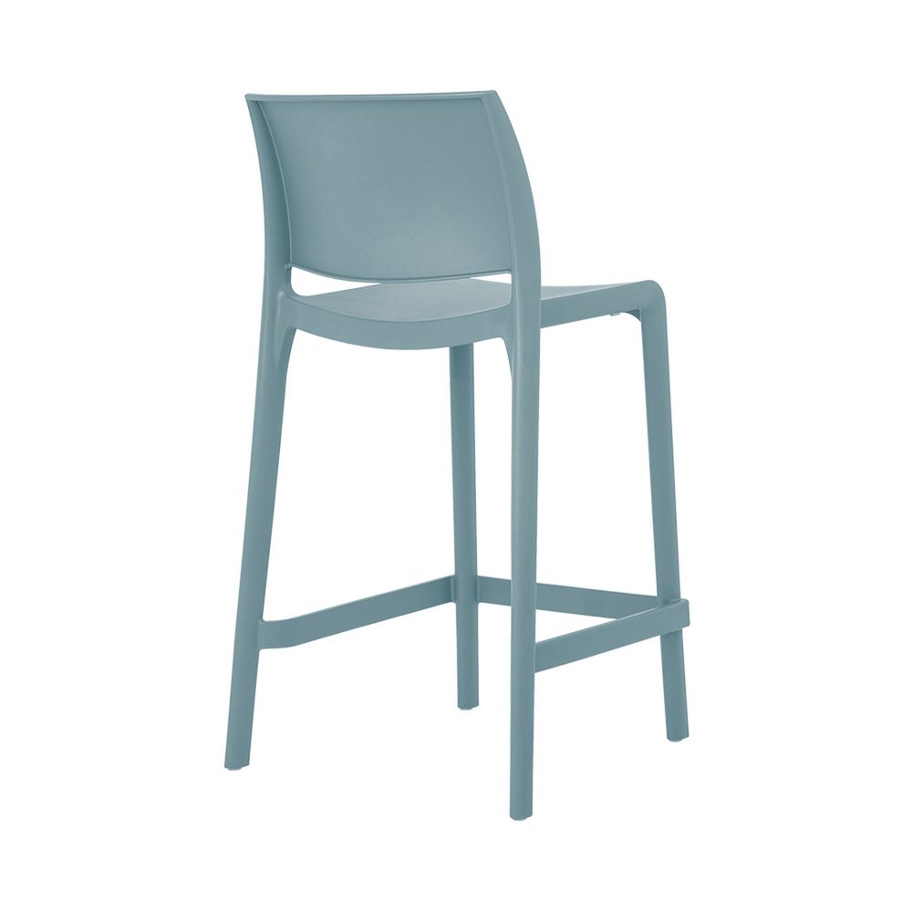 Set of Two 26" Baby Blue Heavy Duty Plastic Low Back Outdoor Counter Height Bar Chairs - 37.00" H x 19.00" W x 20.00" D