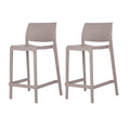 Set of Two 26" Taupe Heavy Duty Plastic Low Back Outdoor Counter Height Bar Chairs on a white background