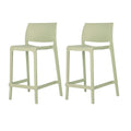 Set of Two 26" Green Heavy Duty Plastic Low Back Outdoor Counter Height Bar Chairs on a white background