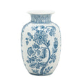 9" Light Blue And White Floral Round Porcelain Jar on a white background