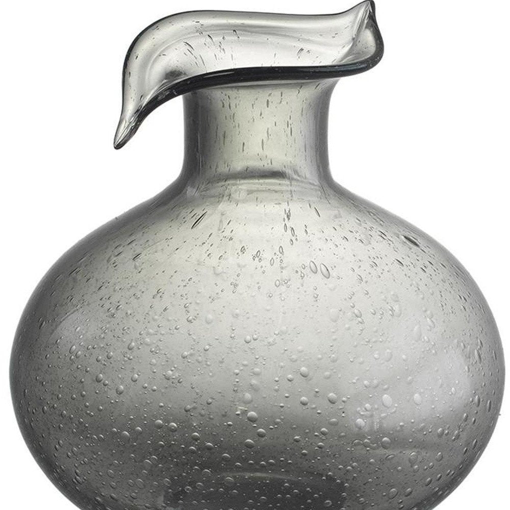 9" Light Gray Bubble Glass Round Table Vase on a white background