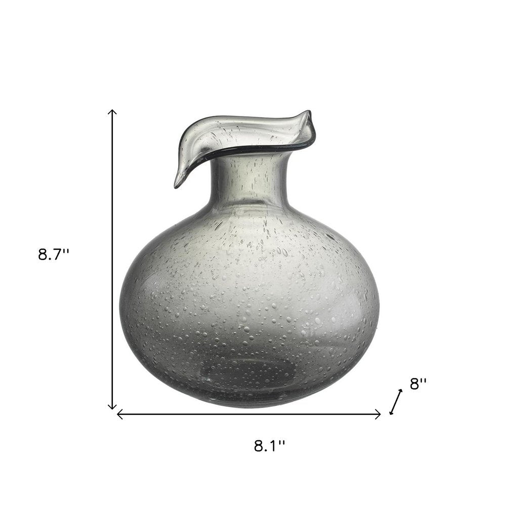 9" Light Gray Bubble Glass Round Table Vase on a white background