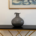 9" Light Gray Bubble Glass Round Table Vase