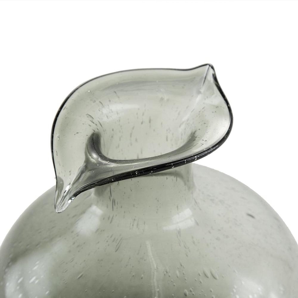 9" Light Gray Bubble Glass Round Table Vase on a white background
