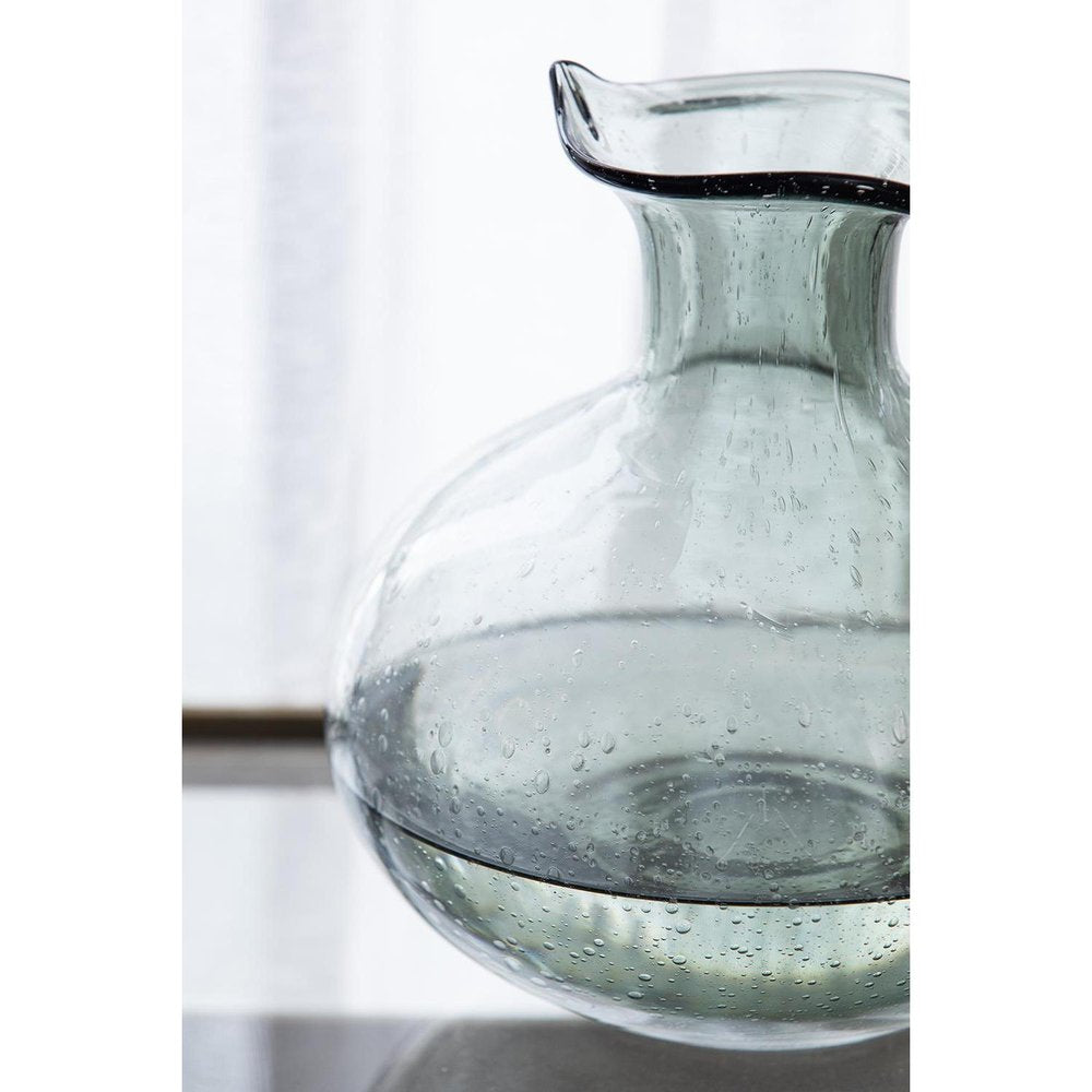 9" Light Gray Bubble Glass Round Table Vase on a white background