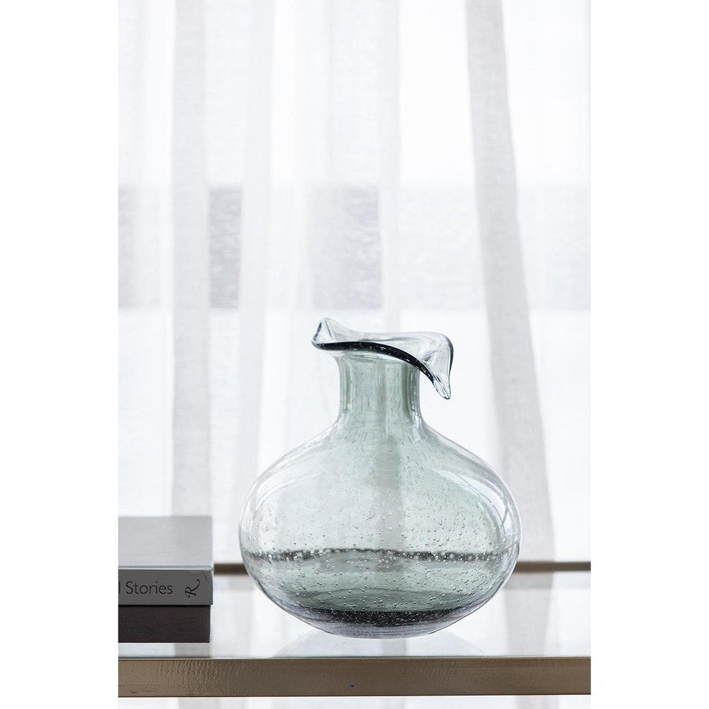 9" Light Gray Bubble Glass Round Table Vase on a white background