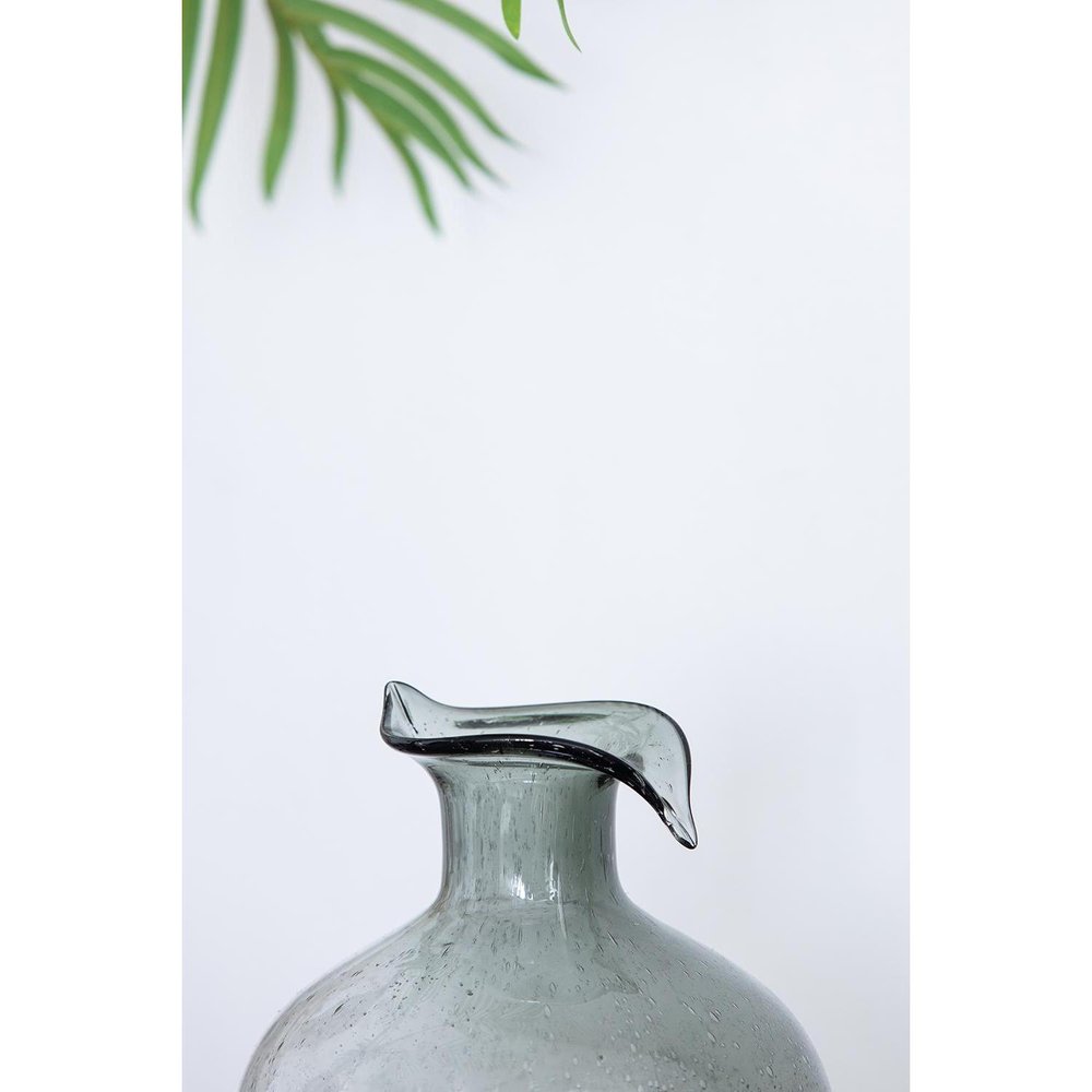 9" Light Gray Bubble Glass Round Table Vase on a white background