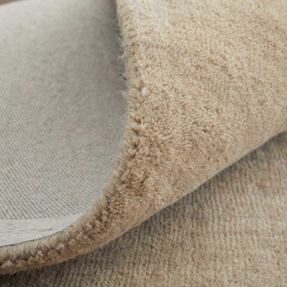 9' X 13' Tan Wool Hand Woven Area Rug