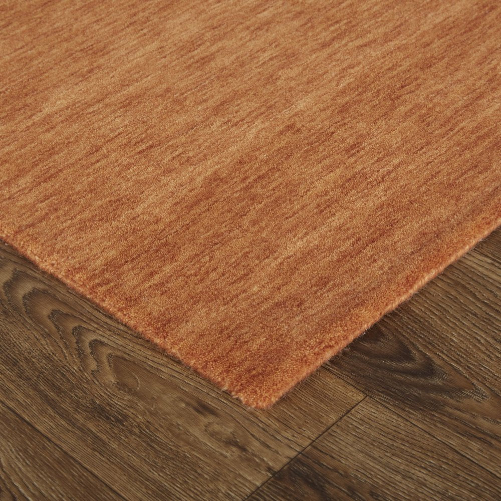 9' X 13' Orange Wool Hand Woven Area Rug