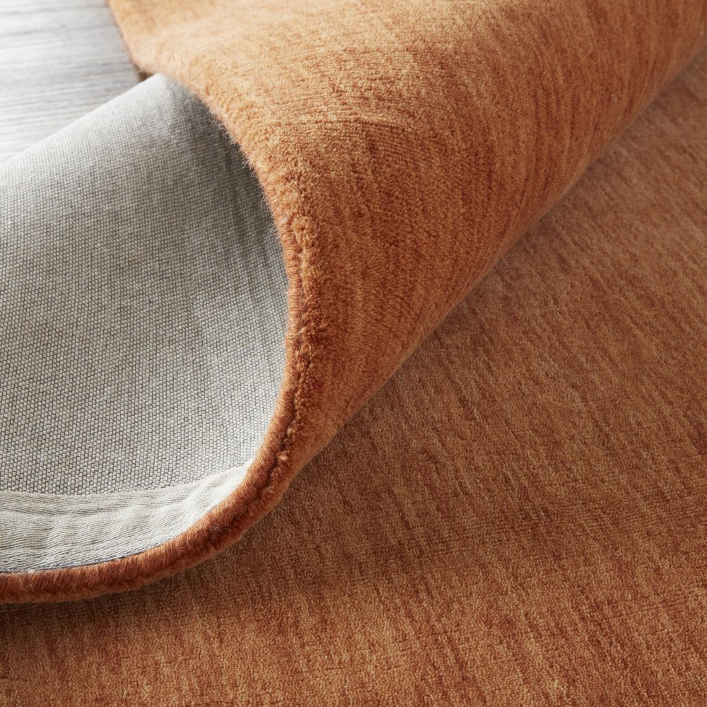 9' X 13' Orange Wool Hand Woven Area Rug