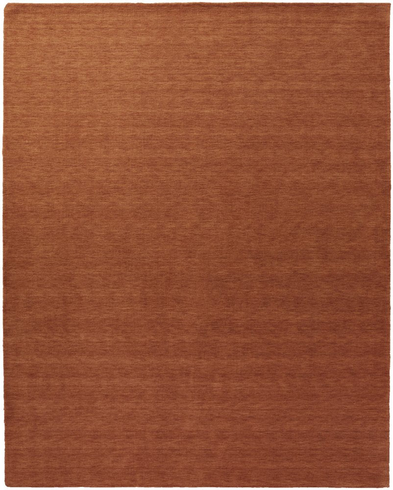 9' X 13' Orange Wool Hand Woven Area Rug