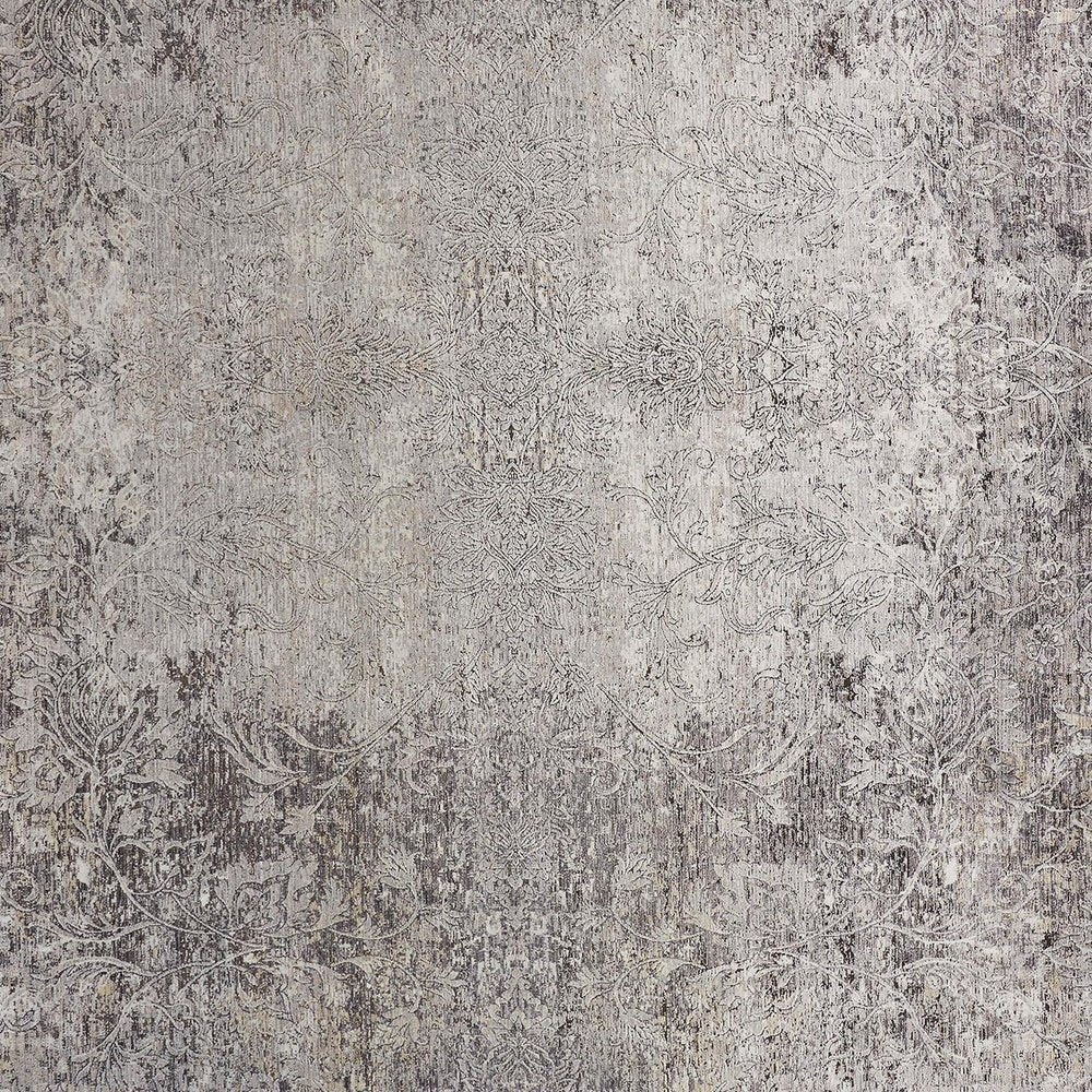 9' X 13' Tan and Gray Oriental Power Loom Worn Faded Area Rug close-up detail