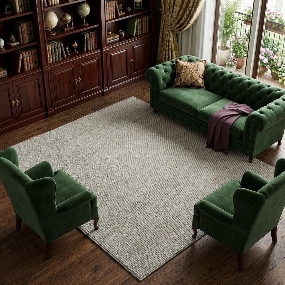 9' X 13' Tan and Ivory Wool Hand Knotted Area Rug